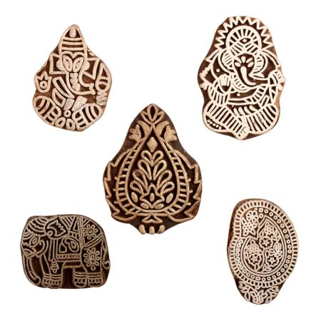 Set of 5 Piece New Mix Wooden Printing Block